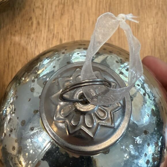 Set 3 Large Mercury Glass Kugel Style Gold Vine Ornaments ~4.5” Christmas Heavy - Picture 10 of 15